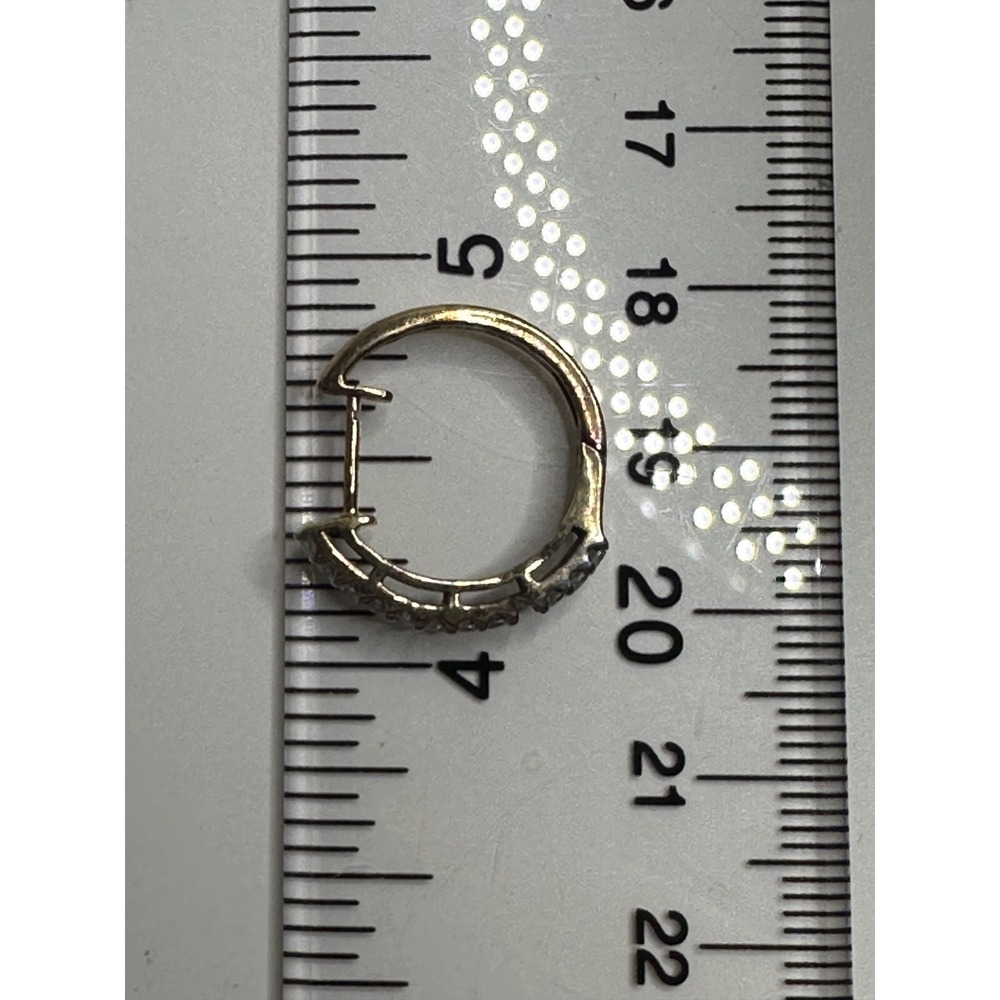 10k MSI Gold Hoop Diamonds Earring SINGLE ONLY ONE Hinged Post *Missing 1 Stone - Picture 2 of 15